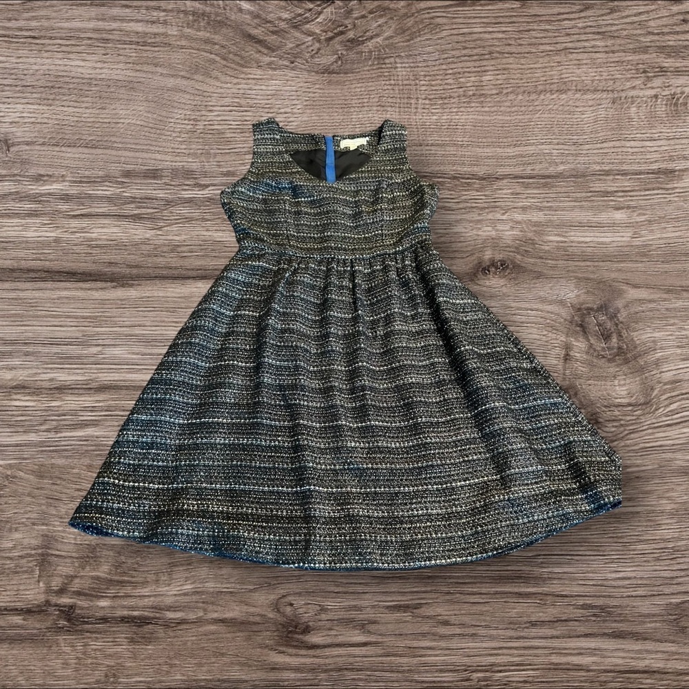 Moulinette Soeurs V Neck Sleeveless Tweed Fit & Flare Dress Knee Length Size 4